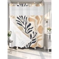 thumbnail image 4 of Navy Blue Beige Abstract No Hook Shower Curtain Waterproof, Bathroom Curtains with Snap in Liners and See Through Top Window, Modern Vintage Geometric Hotel Style Bathtub Curtains Shower 72"Wx78"L, 4 of 8