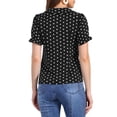 thumbnail image 3 of CAMISA DE PUNTOS DE POLKA PARA MUJERES INSPIRE CHIC, MANGA CORTA CON VOLANTES, VINTAGE, CON BOTONES, CUELLO PETER PAN, BLUSAS TALLA XS, NEGRO Y BLANCO, 3 of 6