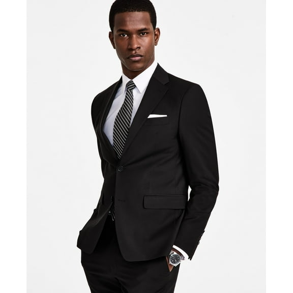 Calvin Klein Mens Skinny fit Suit Jacket Blazer 44 R Black Solid Stretch Wool