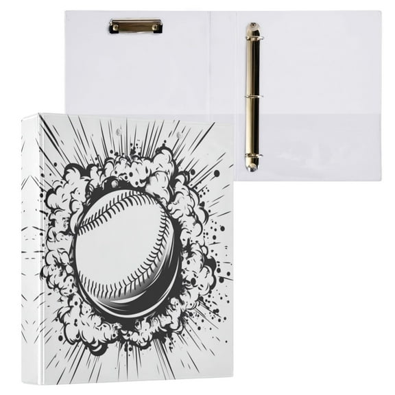 A Baseball 3 Ring Hardcover Binders 1.5in Round Rings for Letter-Size Folder Paper Organizer Pockets for Office Student Recipe