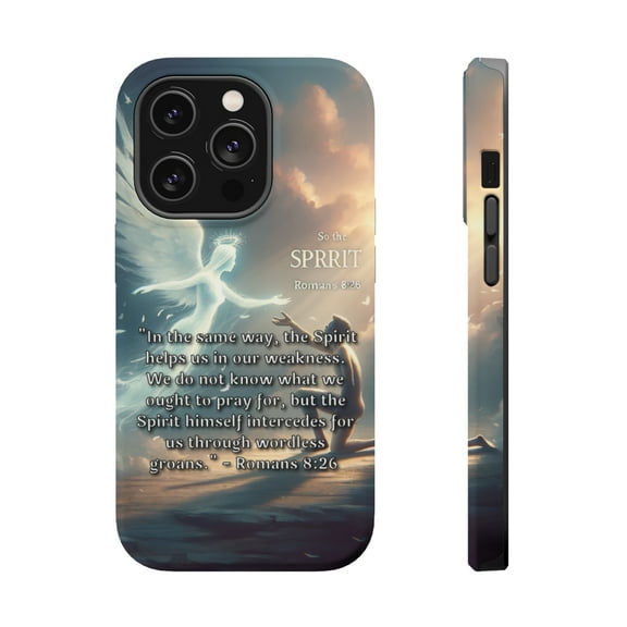 DistinctInk Tough Case for Apple iPhone 13 PRO (6.1" Screen), Compatible with MagSafe Charging - "The Spirit's Intercession: Romans 8:26 - Wordless Groans"