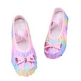 thumbnail image 2 of HAOTAGS Children's Dance Shoes, Training Bowknot Prints Soft Sole Ballet Dance Shoes Pink 3 T, 2 of 3
