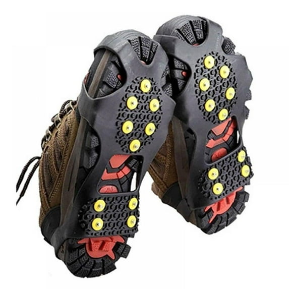 Hiking Mountain Climbing 10 Tooth Crampons Strong Non-slip Stretch Shoes Covers Mountain Climbing Spike Gripper(10Pair,Shoes Not Include)