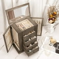 thumbnail image 2 of Emfogo Jewelry Box for Women, 5 Layer Large Wood Jewelry Boxes & Organizers for Necklaces Earrings Rings Bracelets, Rustic Jewelry Organizer Box with Drawers and Mirror(Weathered Gray), 2 of 5