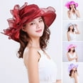 thumbnail image 2 of Women Church Cap Wide Brim Bow Foldable Adjustable Anti Sun Hat for Beach, 2 of 10