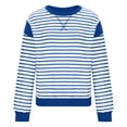 thumbnail image 6 of Lenpel Women's Crew Neck Sweatshirts Long Sleeve Striped Color Block Side Split Pullover Tops Loose Fashion Outfits, 6 of 7