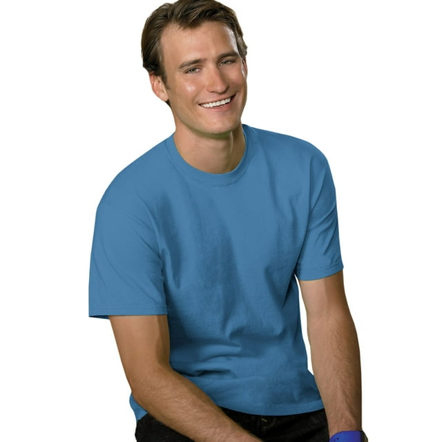 Hanes Mens 5.2 oz HEAVYWEIGHT Short Sleeve T-shirt, L, Denim Blue