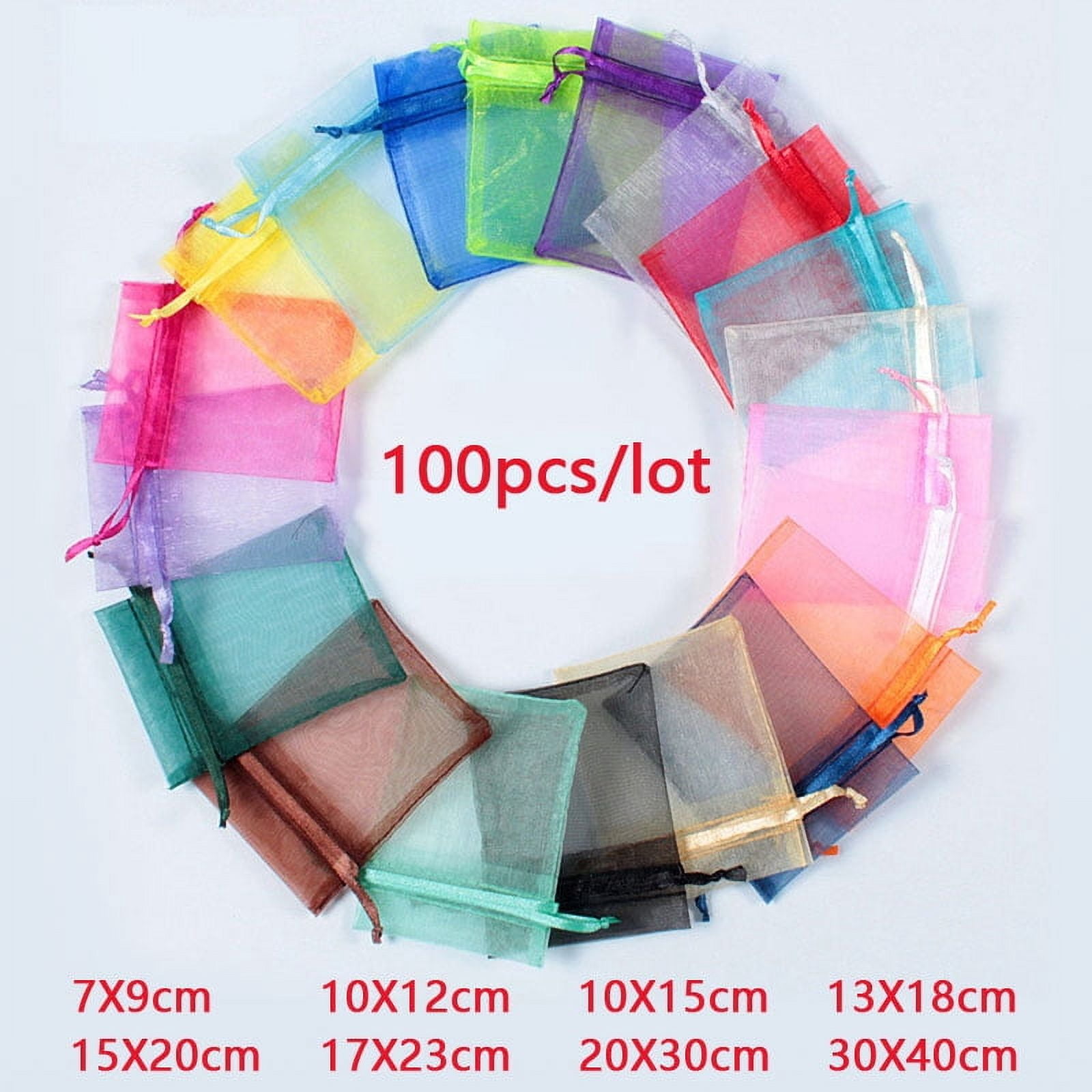 100Pcs/lot 7x9 9x12 10x15 13x18CM Organza Bags Jewelry Bag Wedding Party Decoration Drawable Bagh Gift Pouches Jewelry Packaging