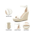 thumbnail image 4 of BLISSFUL STEP Women's Wedge Sandal Ankle Buckle Strap High Heel Open Toe Sandals White (Size 5.5), 4 of 8