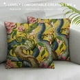 thumbnail image 3 of JEUXUS  Snake Pillow Case Chrysanthemum Flowers Leaves Animal Snakes Chinese Dragon Floral Decorative Throw Pillow Cover Square Cushion Canvas for Women Men, 3 of 5