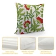 thumbnail image 4 of Heduofu Flower Embroidered Farmhouse Decorative Throw Pillow Cover, Cottage Floral Green Leaves Knit Pattern, 100% Cotton Canvas Cushion Case for Sofa Couch Bedroom Decor(Red Flowers) White, 4 of 5