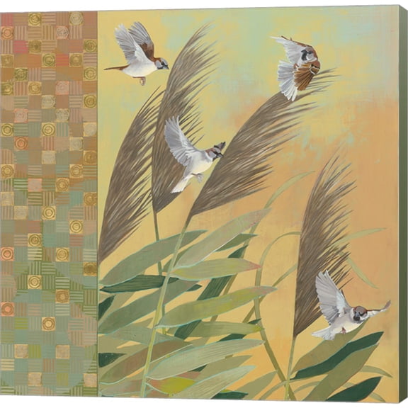 Sparrows and Phragmates August Evening by Kathrine Lovell, Canvas Wall Art