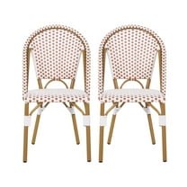 GDF Studio Brandy Outdoor French Bistro Chairs, Set of 2, Rust Orange, White, and Bamboo Finish