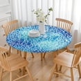 thumbnail image 3 of Blue White Tie Dye Cracked Pattern Round Fitted Tablecloth with Elastic Edge,Dining Table Cover Waterproof,Outdoor Round Tablecloth for Camping,Dining,Indoor and Outdoor, 3 of 7