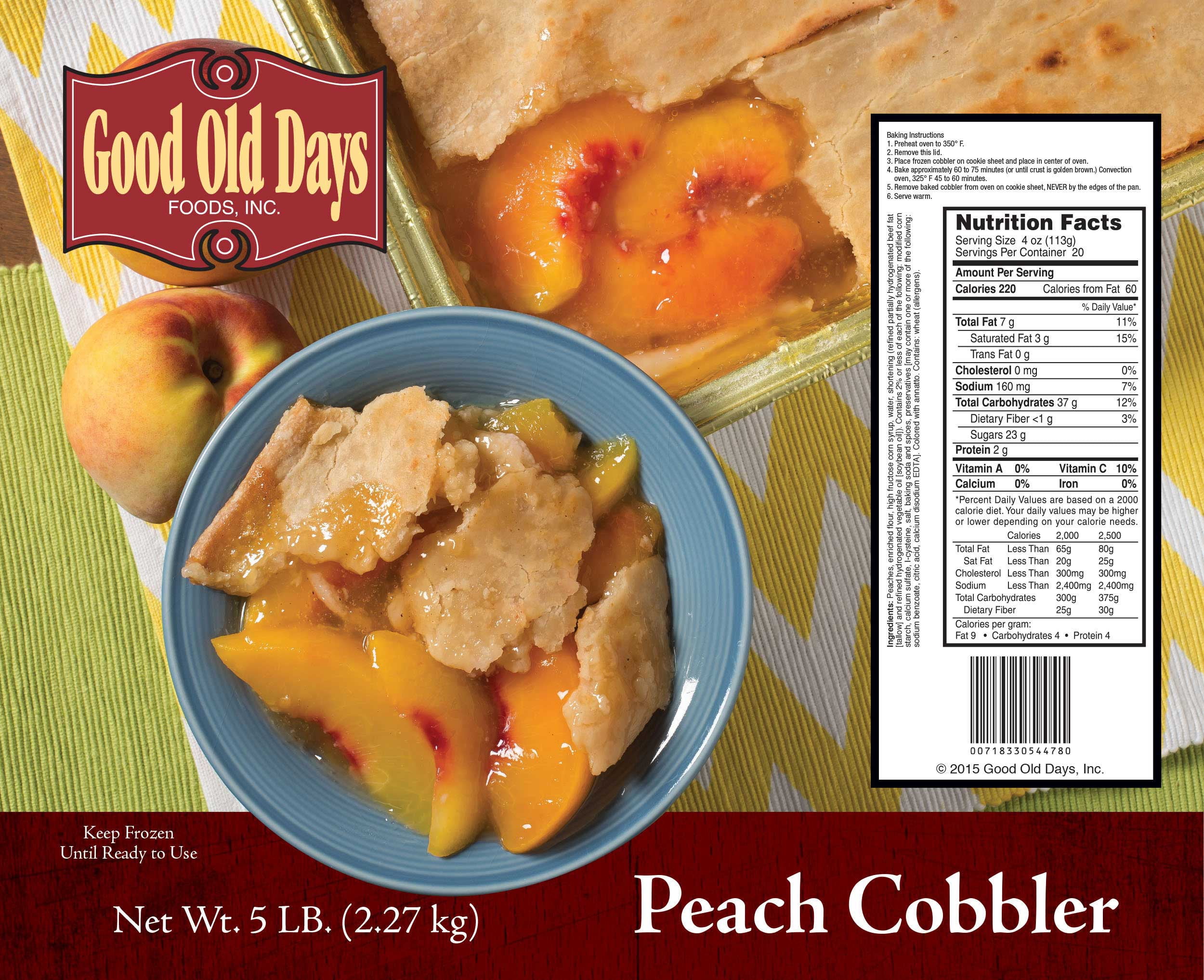 Good Old Days Peach Cobbler, 5 Pound -- 4 per case.