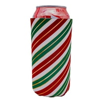 Christmas Stripes Pattern 16 oz. Can Coolie