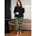 thumbnail image 2 of SHOWMALL Plus Size Pajamas for Women Long Sleeve Sleepwear Soft Loungewear 2 Piece Pjs Set with Pockets Yellow Blue Floral 3X, 2 of 7