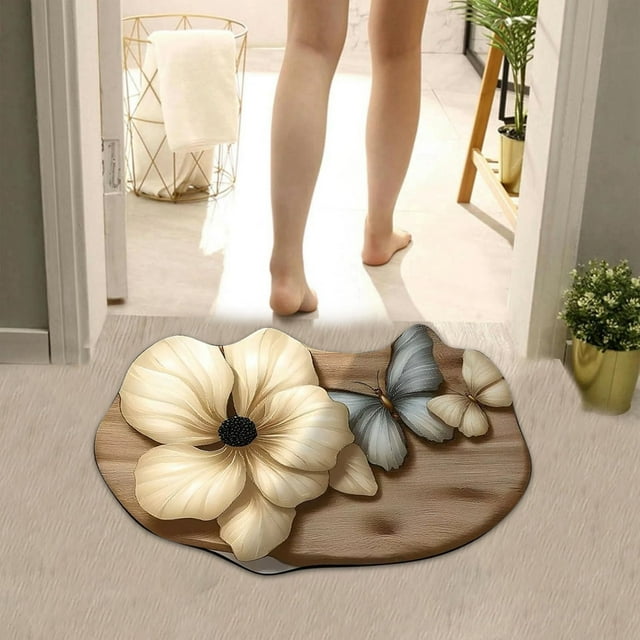 3D Realistic Pattern Absorbent Pad Fast Drying 3D Carpet Bathroom Soft Fine Fiber Bathroom Carpet Machine Washable Bathroom Mat Extra Long Blanket Wheelchair Throw Blanket Heated Blanket Wireless