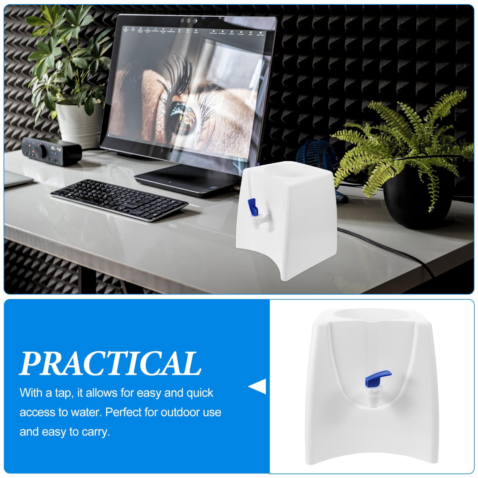 HEANUJJ Compact White Portable Water Dispenser for Office Countertop, Ideal for Home and Workplace Use with Easy Access
