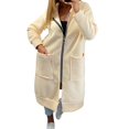 thumbnail image 5 of felwors Women's Long Sleeve Longline Zip-Up French Terry Hoodie Oversized Tunic Sweatshirt for Fall Casual Beige for Size S, 5 of 5