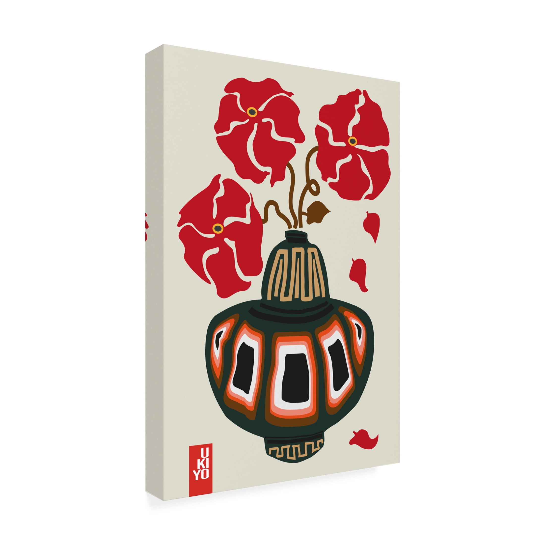 Trademark Fine Art Frances Collett  Ukiyo Vase Flower Greige Canvas Wall Art