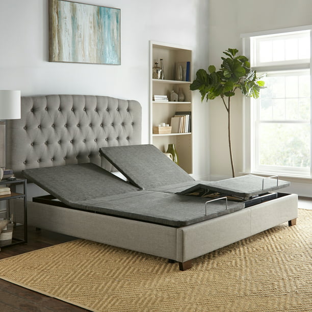 Sleep Sync Adjustable Bed Base Upholstered Split King Wireless Remote Walmart Com Walmart Com