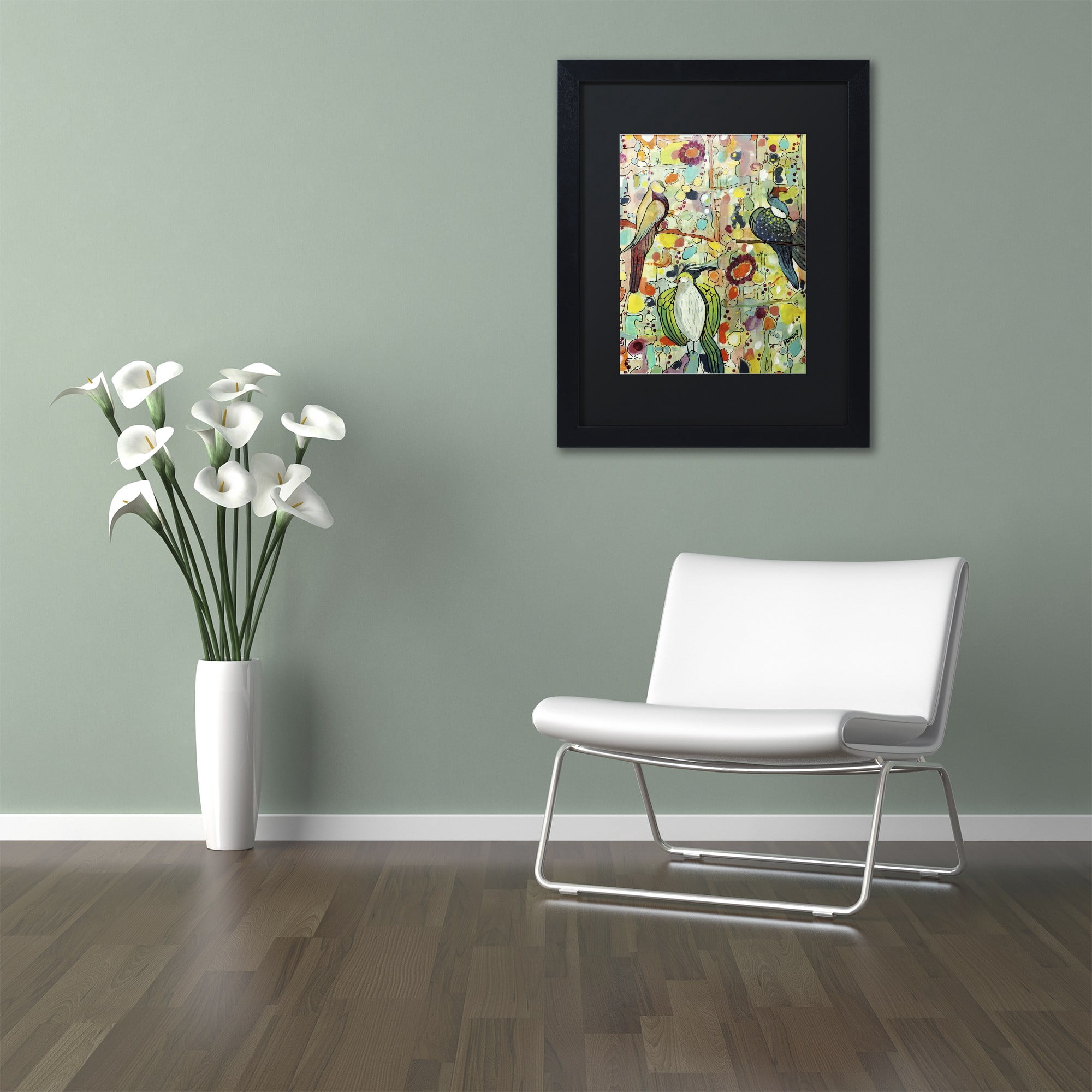 Sylvie Demers 'Assembl茅e' Black Matted Framed Art