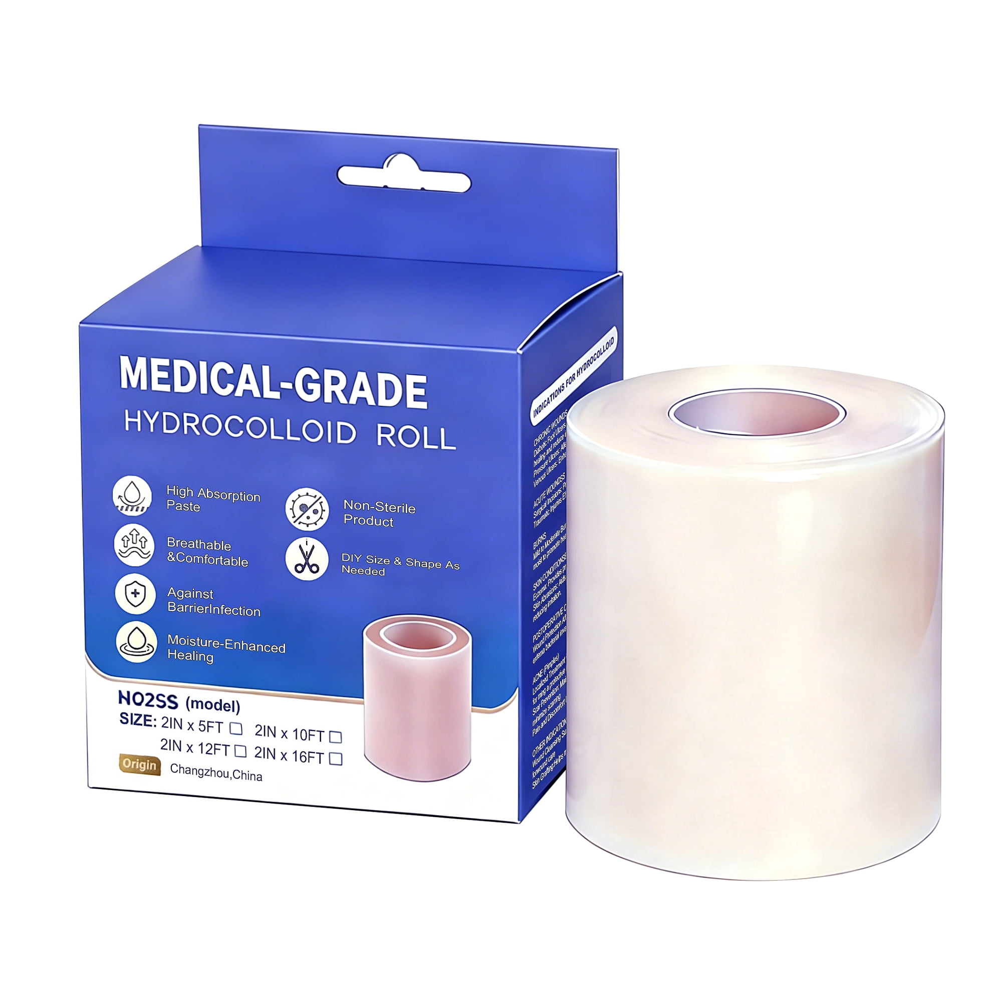 Hydrocolloid Roll for Acne, Blister, Wound, Pimple Patches for Face Hydrocolloid Bandages Cut to Size, Flexible & Waterproof, Ultra Absorbent, First Aid Supplies, Medical Supplies(2in*16ft)