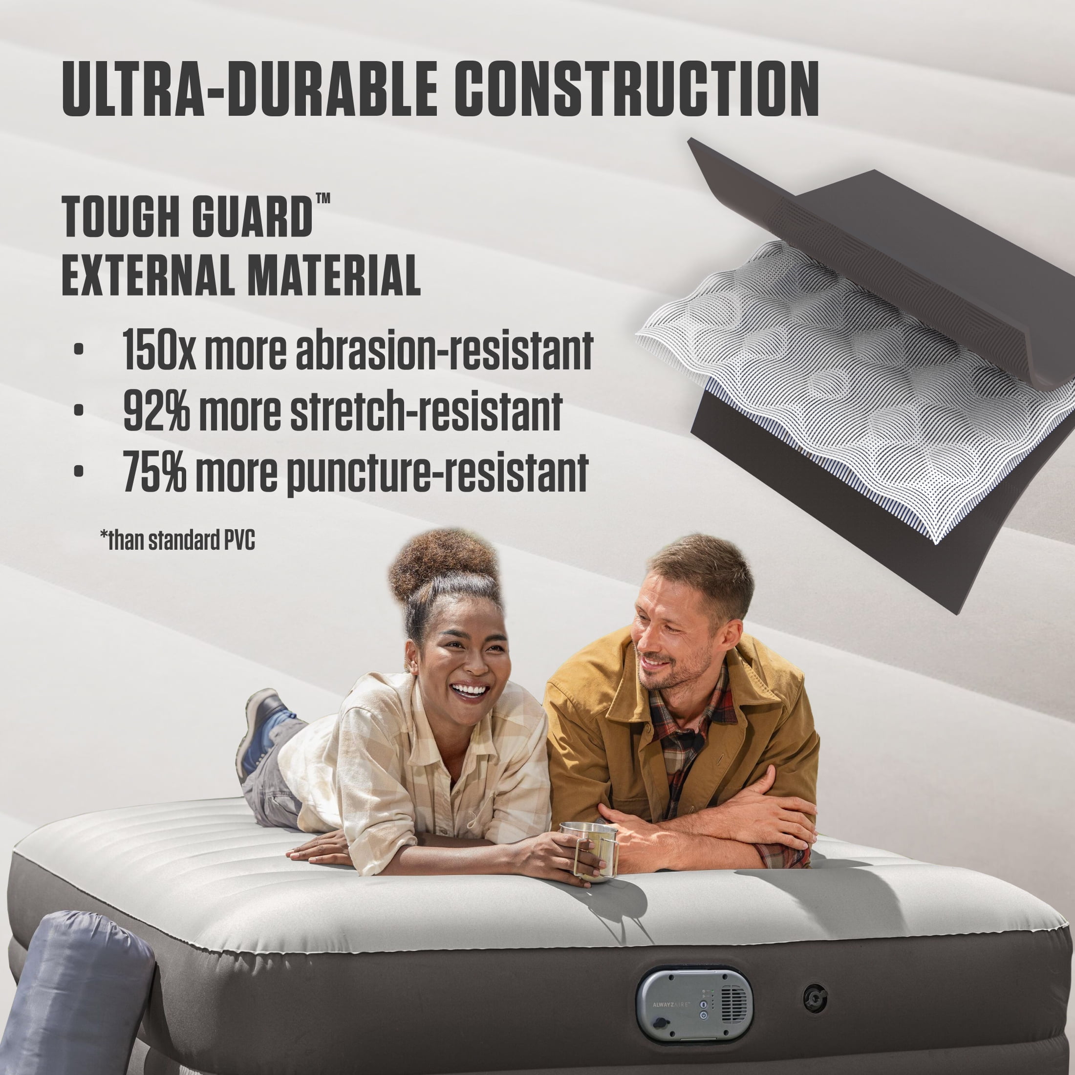 Coleman AlwayzAire Tough Guard Air Mattress Queen 14" with Rechargeable Dual Pump