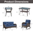 thumbnail image 2 of POCASSY 5 Pieces Patio Furniture Set, Wicker Patio Conversation Set with Rocking Chairs Outdoor, Patio Couch, Deep Seat Patio Set with Glass Top Coffee Table for Outside in Blue, 2 of 13
