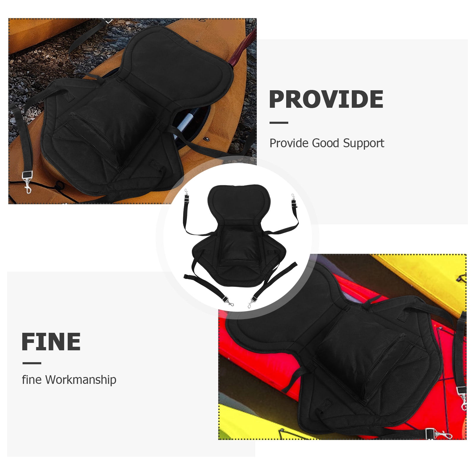 AURARMLET Black Kayak Back Cushion with Breathable, Anti-Wear Fabric for Outdoor Comfort and Support