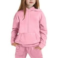 thumbnail image 3 of CAIVO Child Girls Long Sleeve Tops Pants Hooded Pullover And Jogger Pants Outfit Sets Soft Casual Two Piece Comfy Tracksuit Big Kids Youth Toddler Playwear Outfit Sets 9-10 Years, 3 of 9