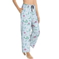 thumbnail image 2 of Naloa Rabbit And Butterfly Print Women’s Ultra-Soft Comfy Pajama Lounge Pants with Pockets & Drawstring, 2 of 8