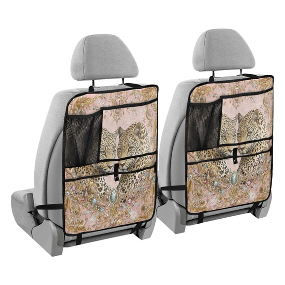 BZSMCE Car Organizer Kick Mats Back Seat Protector Creatively Leopards with Jewelry Printed