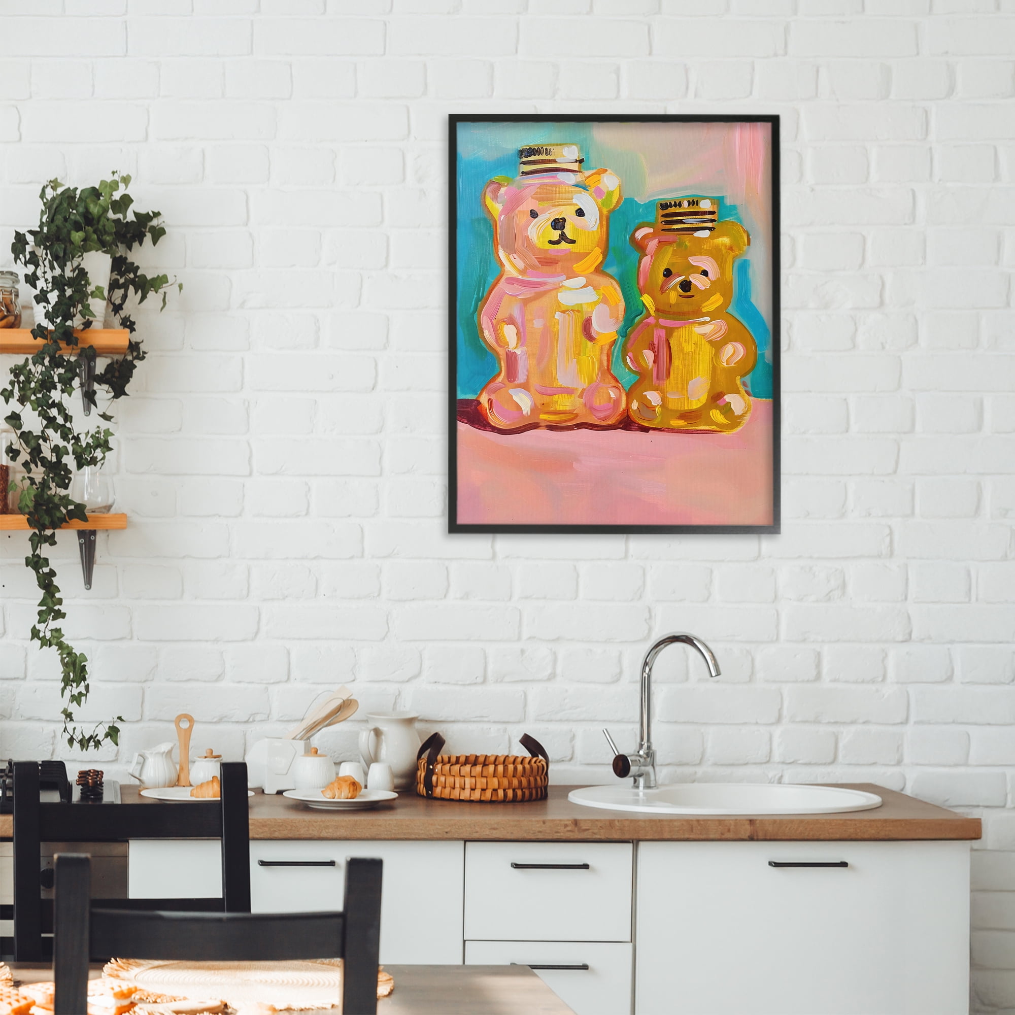 Stupell Industries Joyful Honey Bears Duo Black Framed Giclee Art, design by The Prints Vibe