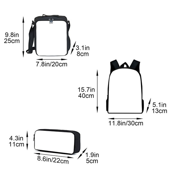 HHGBAD Stylish Backpack Set with Large Capacity, Comfortable Cushioned Back, Adjustable Straps, and Fun Butterfly Patterns - Includes Backpack, Meal Bag, and Pencil Case