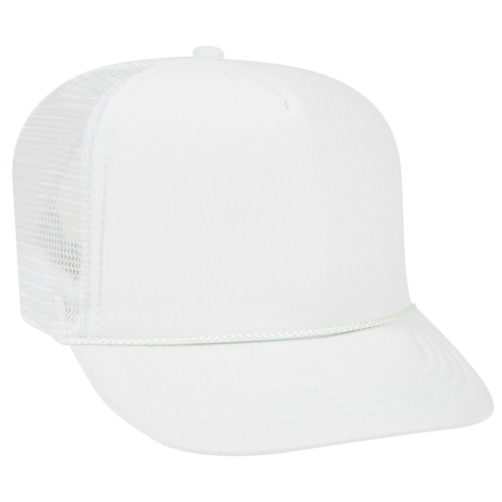OTTO Polyester Foam Front Youth 5 Panel High Crown Trucker Hat White