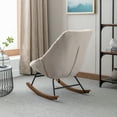 thumbnail image 5 of Rocking Chair Nursery,Modern Sponge Padded Seat Nursery Rocking Glider Chair with Wooden Leg,High Density Velvet/Tufted Upholstered Armchair (Velvet Beige), 5 of 5