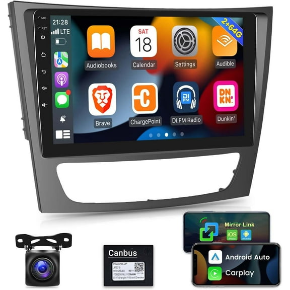 Car Radio for Mercedes Benz E Class W211 E200 CLS W219 2002-2009, [2G 64G] 9 inch Android 13 Touch Screen Car Stereo, Carplay/Android Auto/Bluetooth/WiFi  AHD Backup Camera MIC