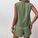 thumbnail image 5 of Karight Women Summer 2 Piece Outfits V Neck Lace-Up Back Asymmetric Buttoned Vest and High Waist Shorts Lounge Set, 5 of 9