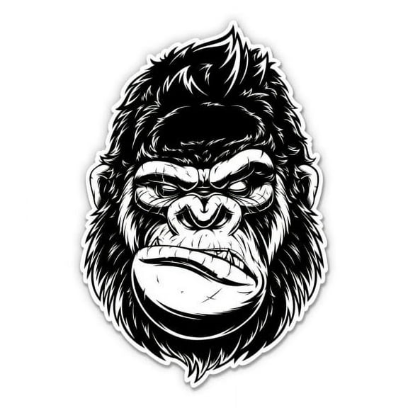 Angry Gorilla - 3" Vinyl Sticker - For Car Laptop Water Bottle Phone - Waterproof Decal