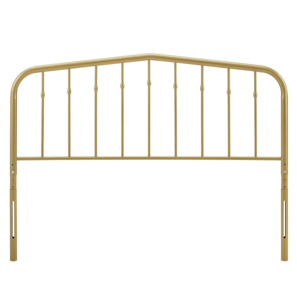 Modway Lennon Contemporary Modern Queen Metal Spindle Headboard in Gold
