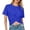 e-697Blue3269, variant on Women Blouse Summer Fashion Casual Short Sleeve Round Neck Cropped Tops With For Daily Wear Holiday Female Solid Color Dailywear