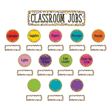 Confetti Classroom Jobs Bulletin Board Set - Educational - 49 Pieces