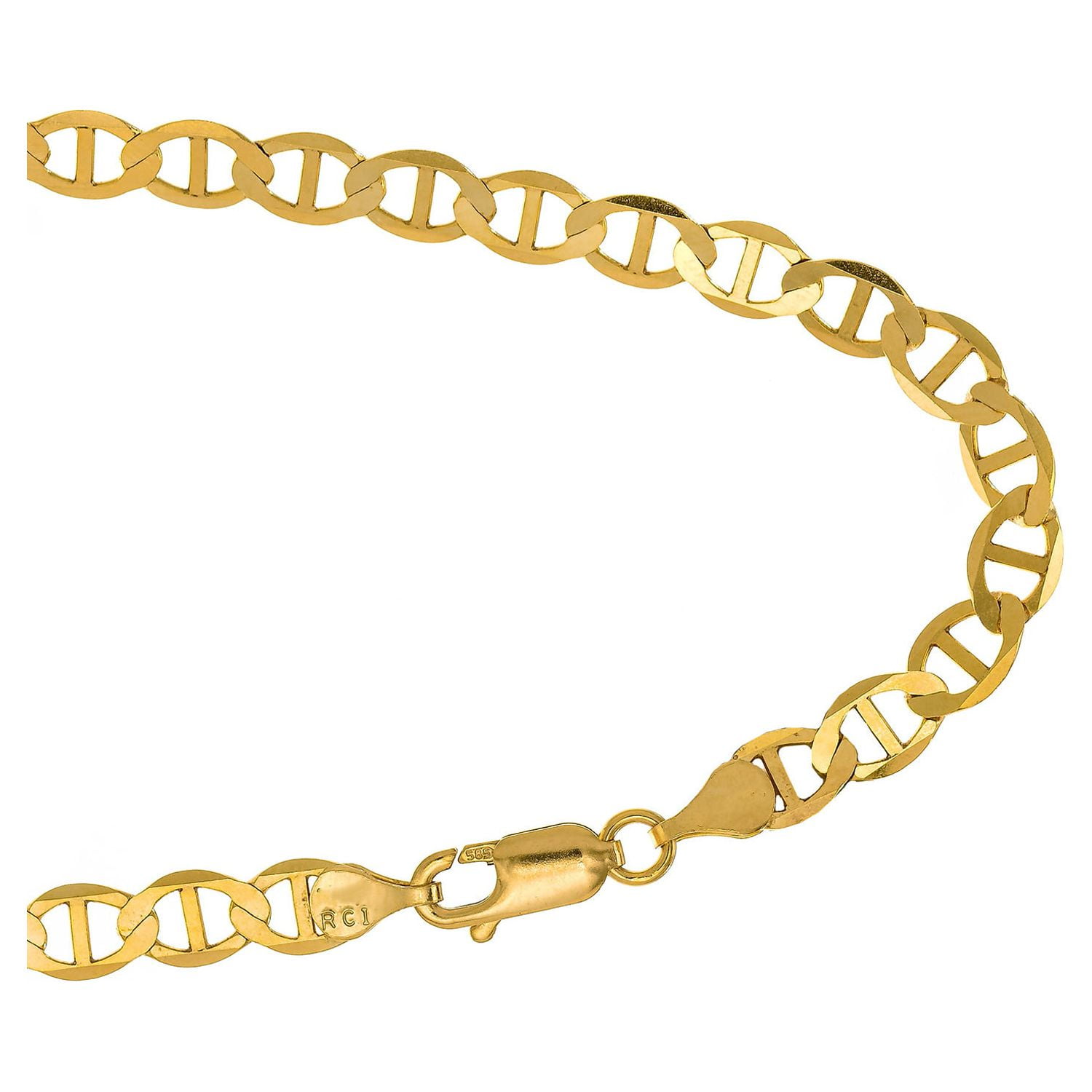 JewelStop 10k Real Solid Yellow Gold 5.5mm Mariner Chain Necklace  16 18 20 24  (图4)