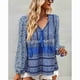 thumbnail image 2 of Top casual floral,Camisa de manga larga con estampado floral en V para mujer Top con estampado floral con cuello en V de alta capacidad, 2 of 8