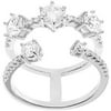 CZ 18kt White Gold over Sterling Silver Open 2-Row Ring