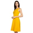 thumbnail image 2 of YELETE Lady's Sleeveless Comb-Cotton A-Line Dress with Pockets, Mango S, 2 of 4