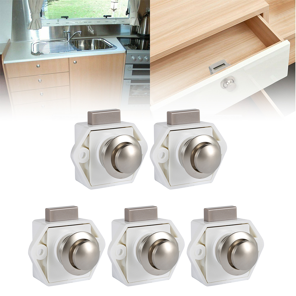 Willstar 5 Pack Push Button Latch Lock 17-25mm Door Catch Knobs for Boat Horsebox Camper Van Drawer Cupboard Cabinet Furniture - image 1 of 8