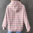 thumbnail image 6 of Women's Plaid Print/Color Block Hoodies Plus Size Waffle Drawstring Long Sleeve Casual Loose Pockets Pullover Tops(Pink,L), 6 of 6
